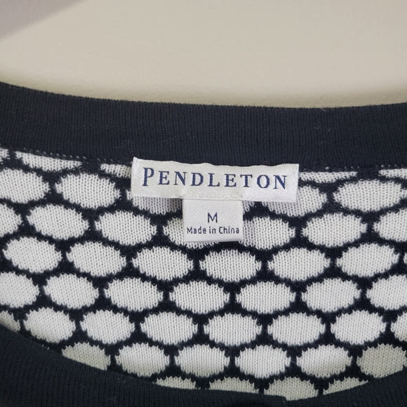 Pendleton Cardigan Sweater 100% Cotton Womens Medium Black White Button Front - Picture 3 of 7